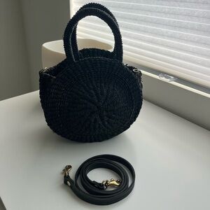 Clare V. Petite Alice Bag in Black Raffia. ENJOY!